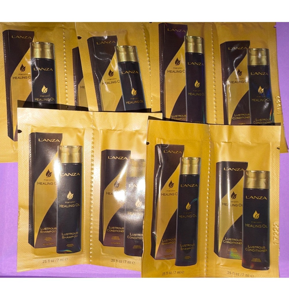 Lanza Keratin Healing Oil Shampoo Conditioner Oil travel Packets hair care 5